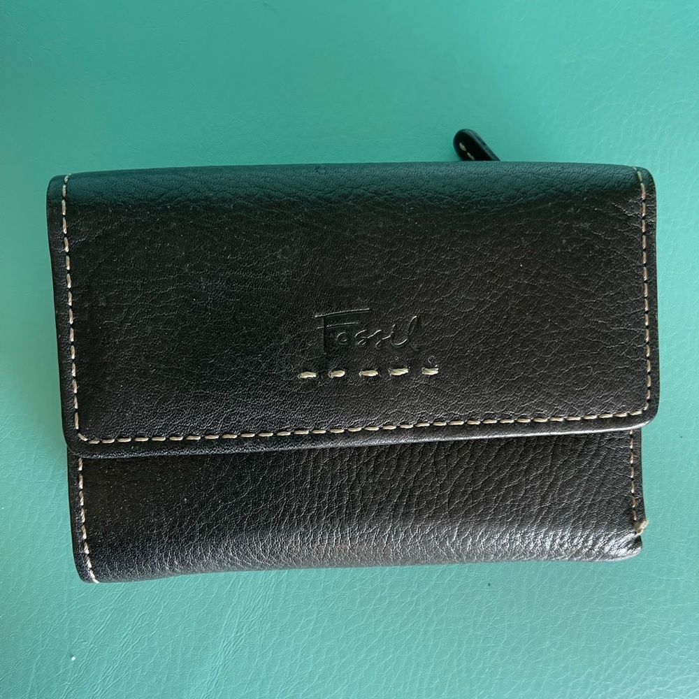 Fossil leather wallet in black